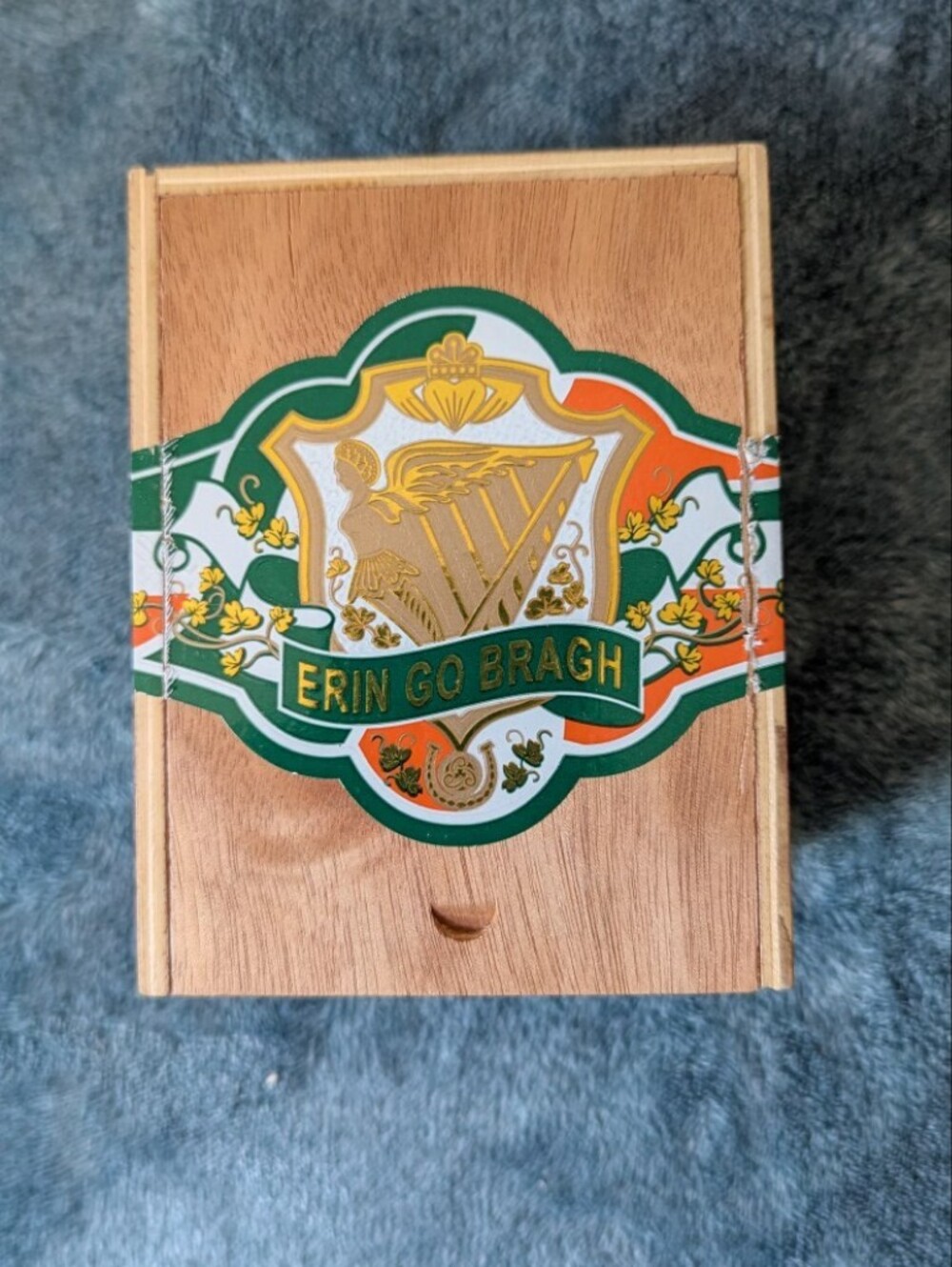 Cigar Box Erin Go Bragh Decorative Wooden Box with Irish Crest